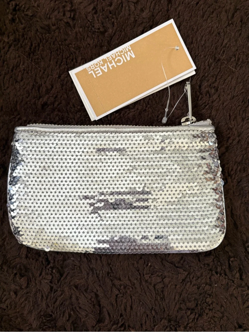 Michael Kors Silver Sequin Wristlet Clutch